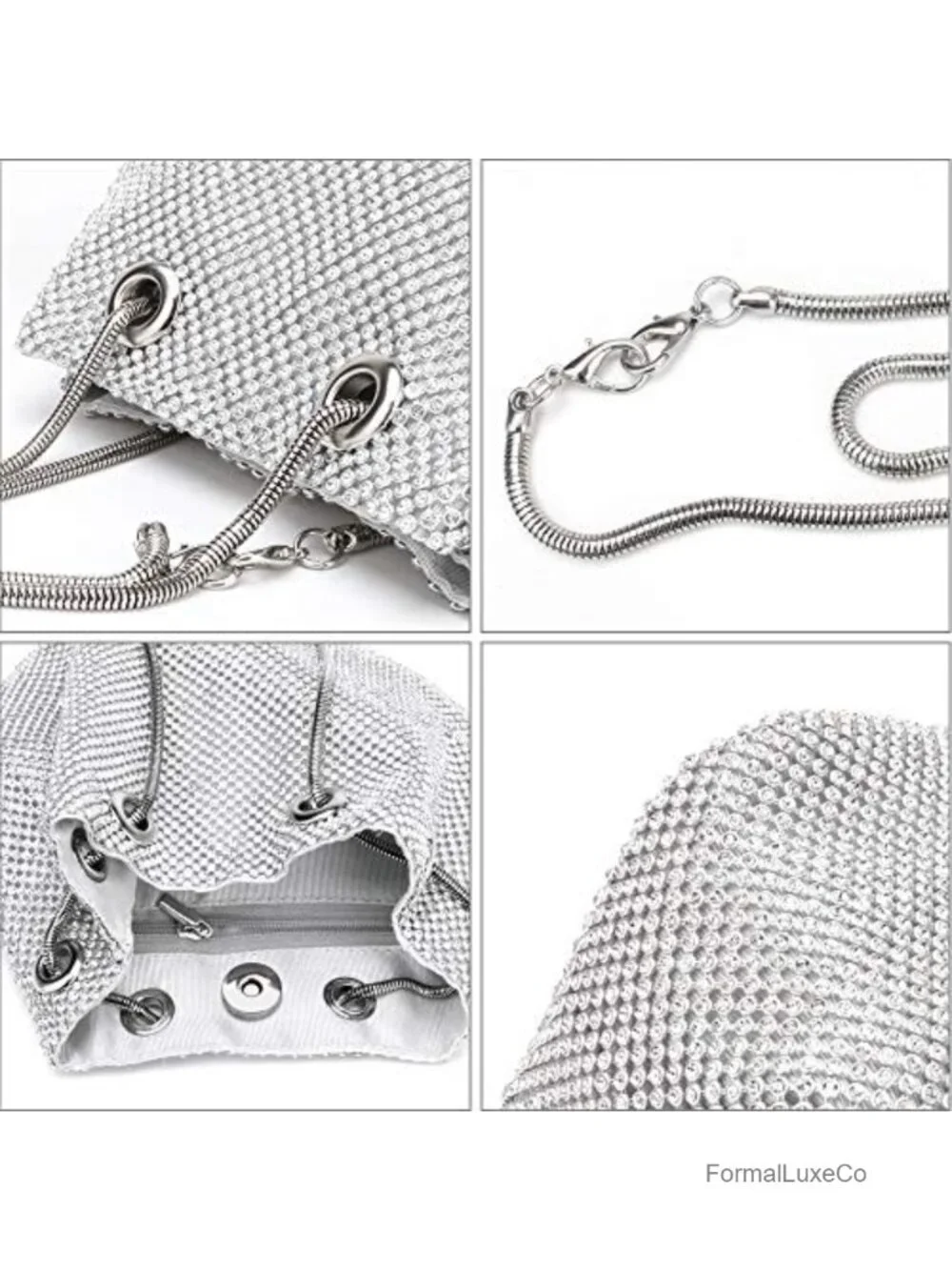Full Rhinestones Bucket Bag Shining Shoulder Bag for Party Wedding